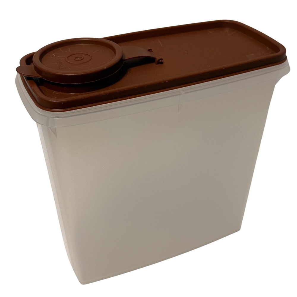 Vintage Tupperware Modular Mate Super Oval 4 Clear Brown Flip Top Lid 1614 USA *